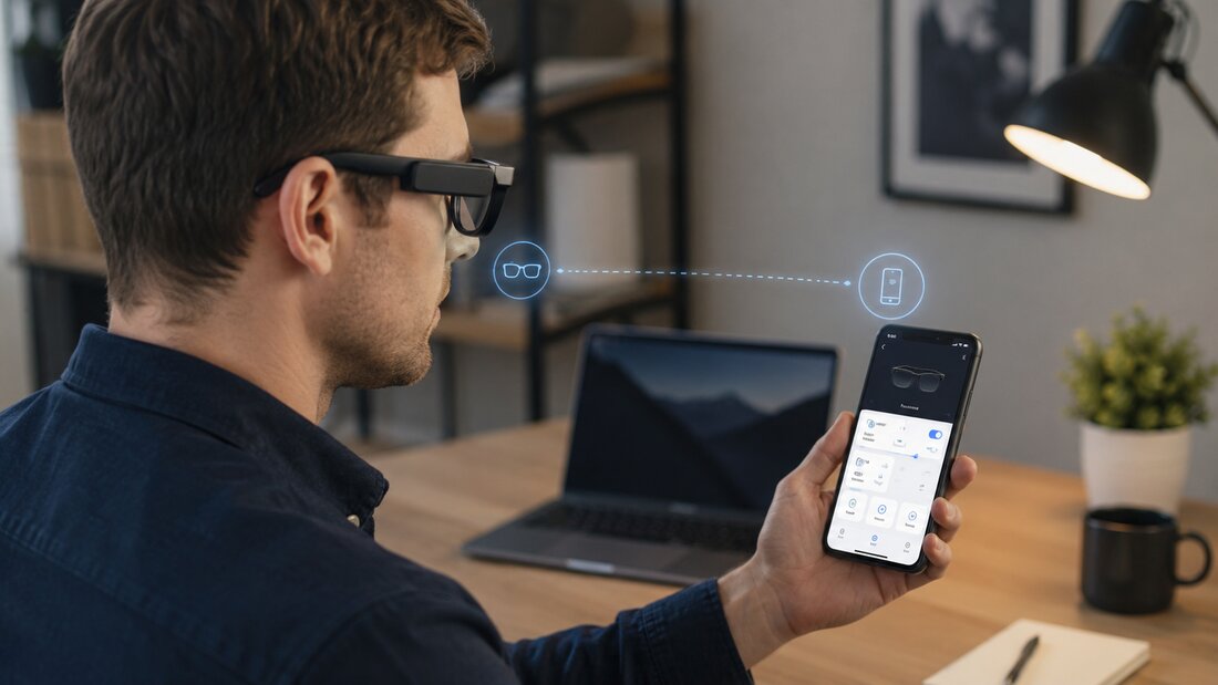 sustainable ai glasses - AI glasses connected to smartphone through wireless app