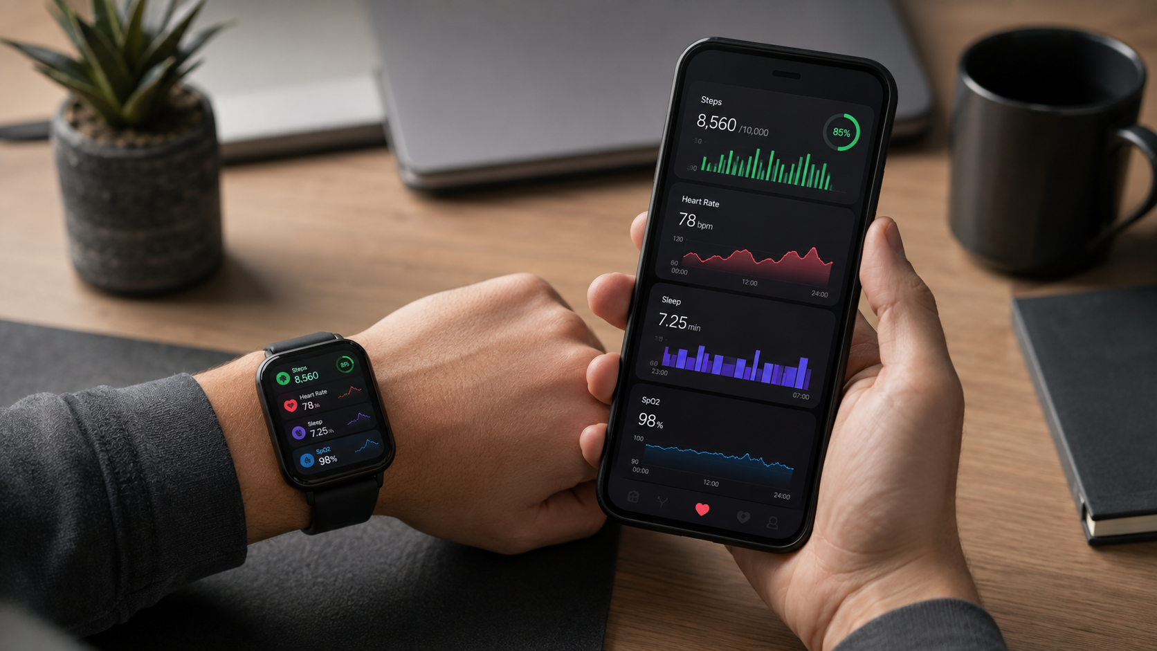 smart watch sourcing trends - Smart watch synchronized with smartphone health tracking app