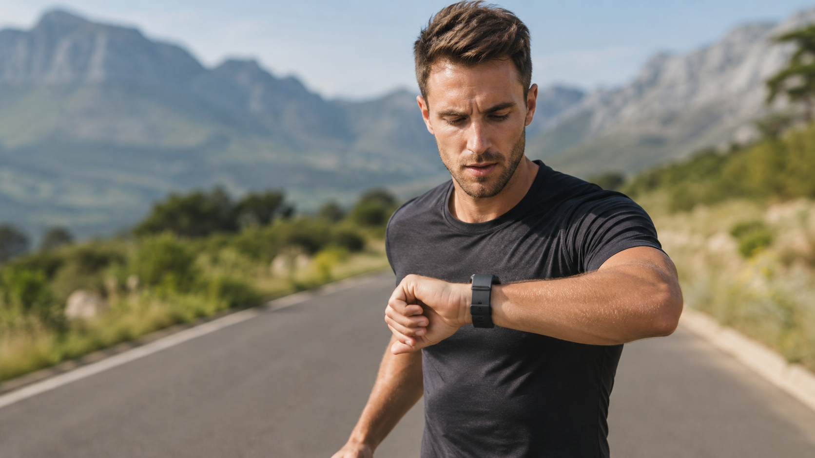 smart watch factory audit - Runner checking smart watch during outdoor fitness training