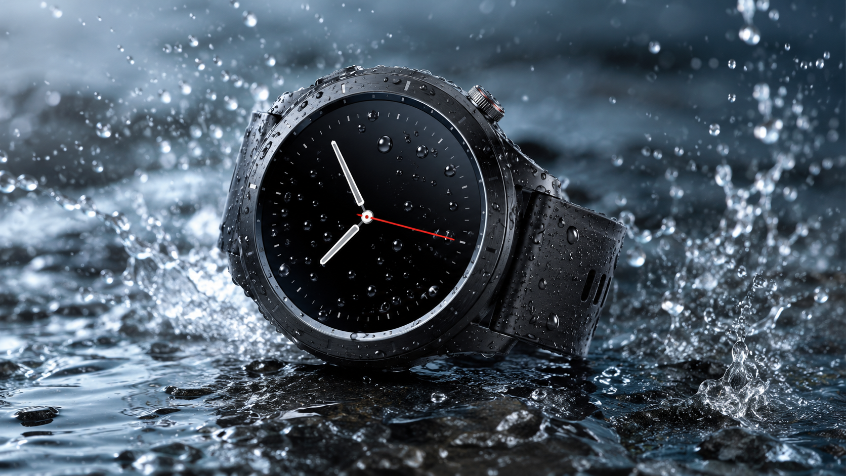 smart watch import regulations - Waterproof smart watch with water droplets and splash